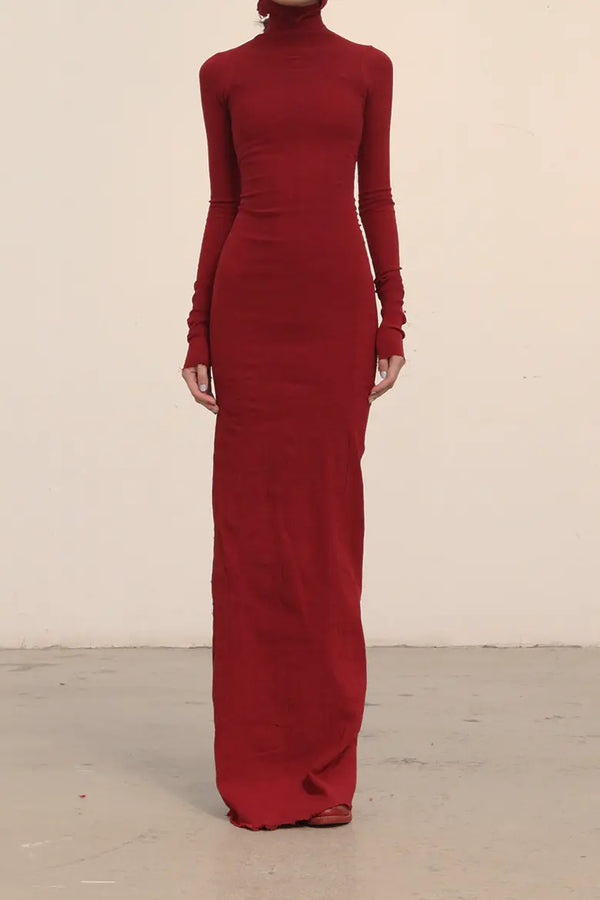 Marc Le Bihan 21915 Silk Shrinkage Stretch One-Piece Dress Collection French High-Level Handmade MLB-21915-HONG Red PMLB4